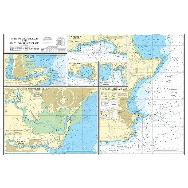 Admiralty Chart Prints 2172 - Harbours and Anchorages on the South Coast of England