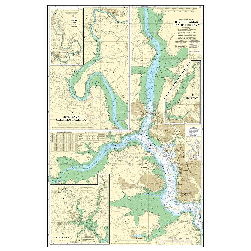 Admiralty Chart Prints 871 - Rivers Tamar Lynher and Tavy