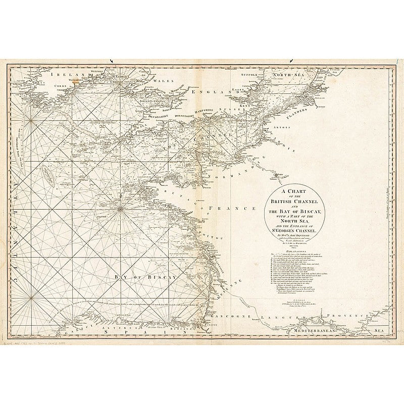 Vintage Nautical Chart - The British Channel and The Bay of Biscay