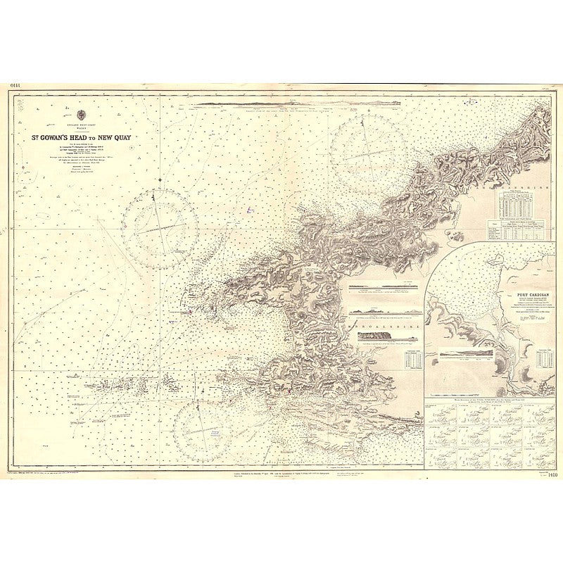 Vintage Nautical Chart - Admiralty Chart 1410 - St Gowan's Head to New Quay