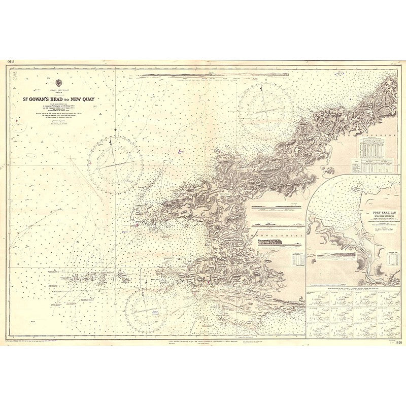 Vintage Nautical Chart - Admiralty Chart 1410 - St Gowan&