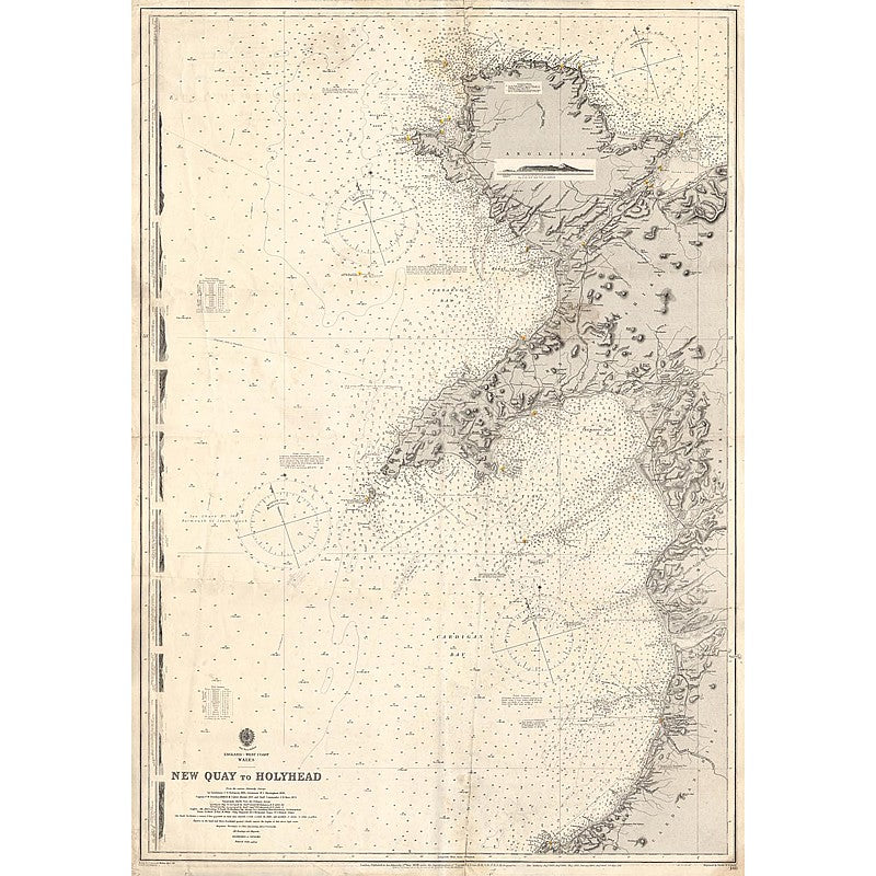 Vintage Nautical Chart - Admiralty Chart 1411 - New Quay to Holyhead