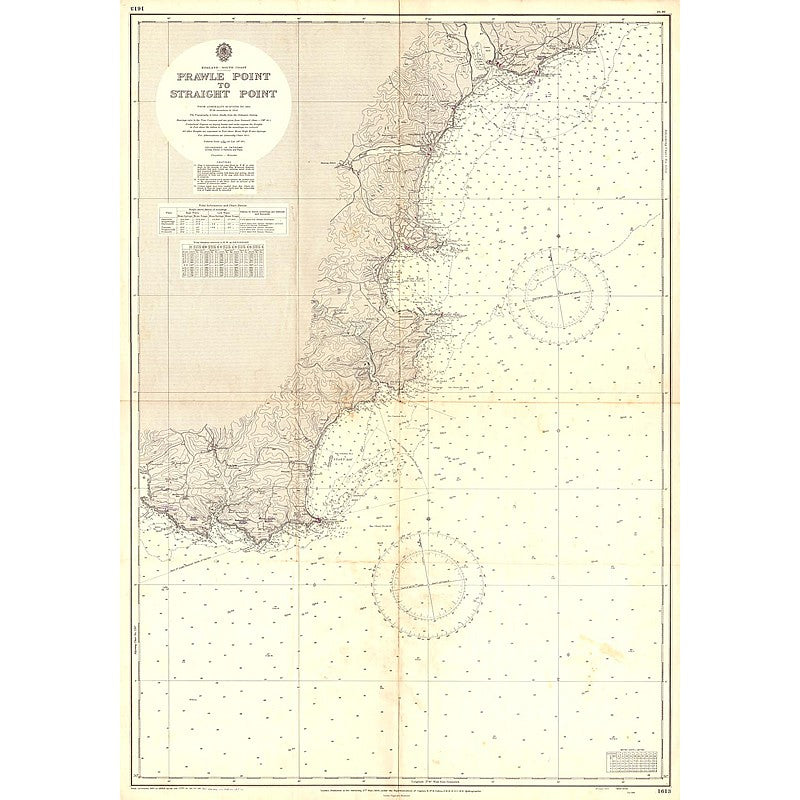 Vintage Nautical Chart - Admiralty Chart 1613 - Prawle Point to Straight Point