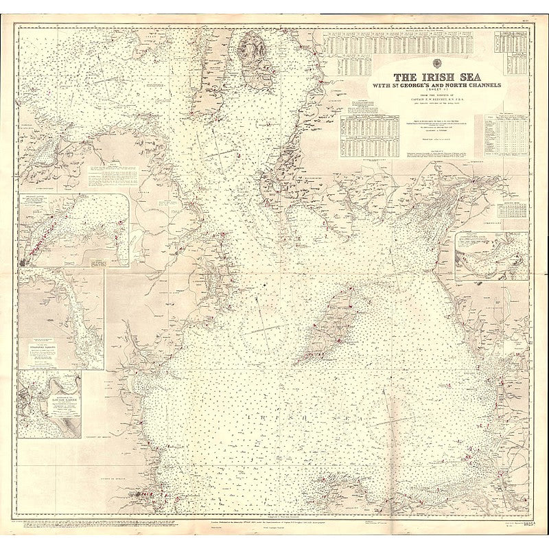Vintage Nautical Chart - Admiralty Chart 1825a - Irish Sea