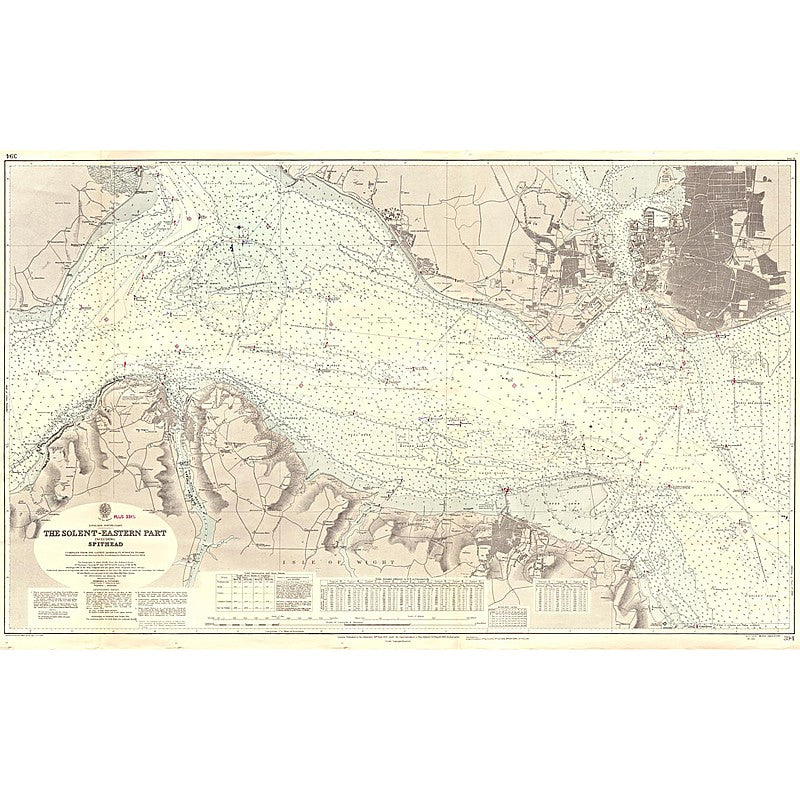 Vintage Nautical Chart Prints - Admiralty Chart 394 - The Solent - Eastern Part