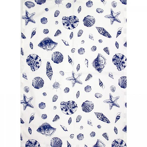 Shells, blue Tea Towel